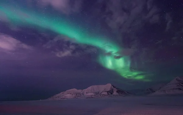 Las Luces Polares Árticas Del Norte Aurora Boreal Cielo Estrella —  Fotos de Stock