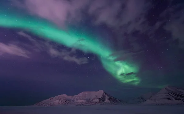 Las Luces Polares Árticas Del Norte Aurora Boreal Cielo Estrella —  Fotos de Stock