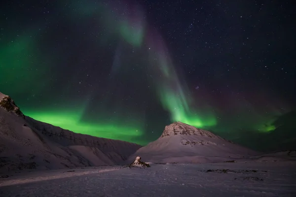 Las Luces Polares Árticas Del Norte Aurora Boreal Cielo Estrella —  Fotos de Stock