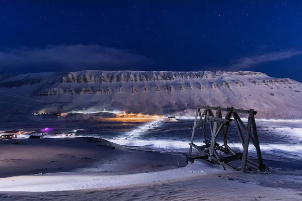 Norvégia Táj Jég Jellege Városra Spitzbergák Longyearbyen Fennsík Hegyi Svalbard — Stock Fotó