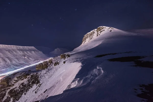 Norge Landskap Karaktär Staden Beskådar Spetsbergen Longyearbyen Platå Mountain Svalbard — Stockfoto