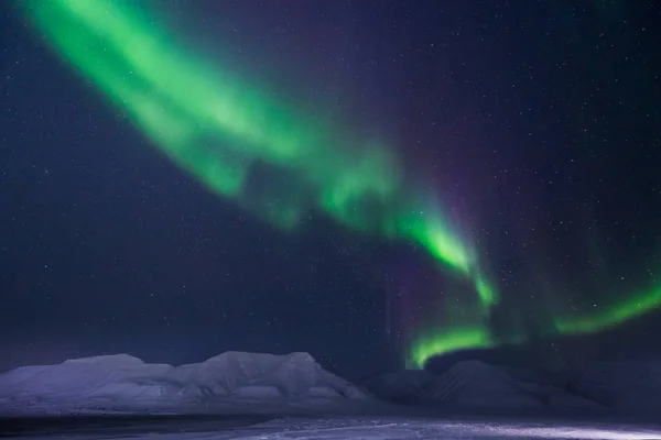 Artico Polare Aurora Boreale Cielo Stella Norvegia Viaggio Svalbard Longyearbyen — Foto Stock