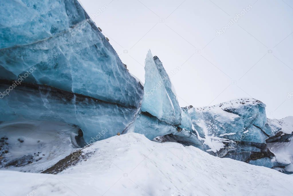  norway landscape ice nature of the glacier mountains of Spitsbergen Longyearbyen  Svalbard   arctic ocean winter  polar day East Coast with snowmobile