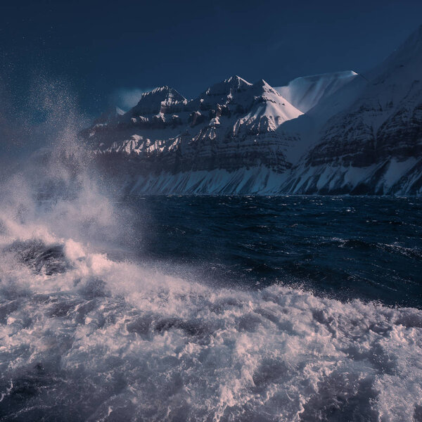  norway landscape nature white bear glacier  on an ice floe  of Spitsbergen Longyearbyen  Svalbard   arctic winter  polar sunshine day  sky