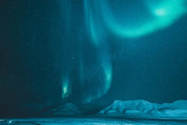 Ártico Polar Luzes Norte Caça Aurora Boreal Céu Estrela Noruega — Fotografia de Stock