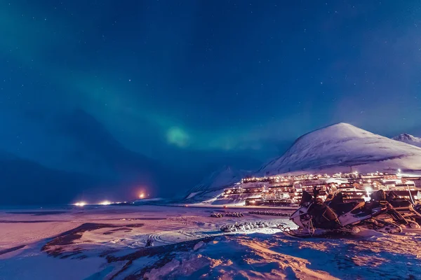 Ártico Polar Luzes Norte Caça Aurora Boreal Céu Estrela Noruega — Fotografia de Stock