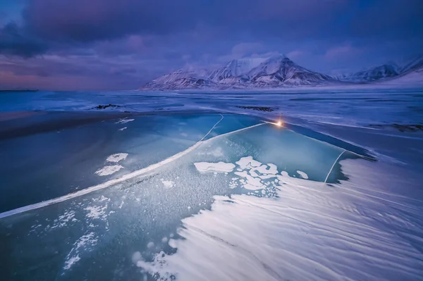 Norway Τοπίο Πάγο Φύση Της Πόλης Άποψη Του Spitsbergen Longyearbyen — Φωτογραφία Αρχείου