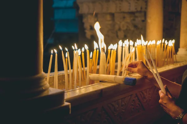 Jérusalem Israël Juillet 2018 Intérieurs Église Saint Sépulcre Prières Aux — Photo