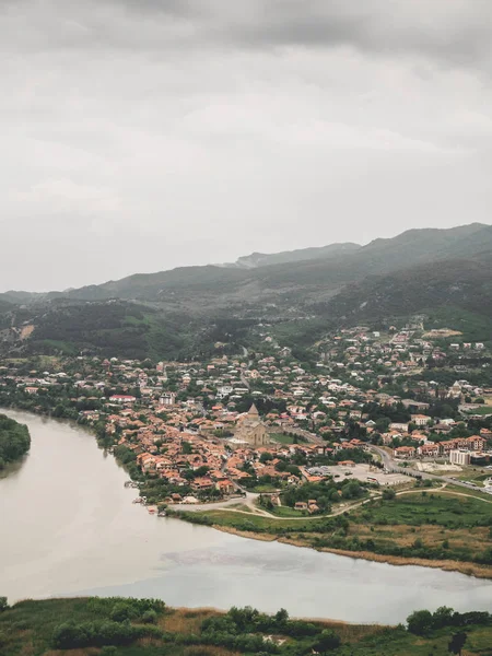 Vista Mtskheta Desde Monasterio Jvari Georgia — Foto de Stock