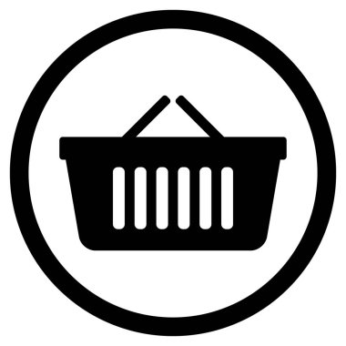 El simgesi için alışveriş çantası süpermarket. Plastik sepet shop kayıt için. Vektör çizim