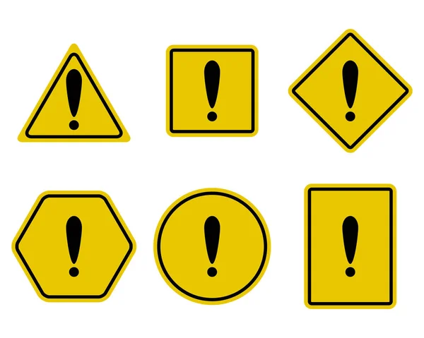 Segno Esclamazione Avvertimento Impostato Attenzione Triangolo Simbolo Sicurezza Set Cautela — Vettoriale Stock