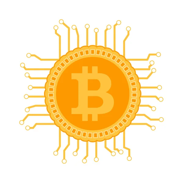 チェーン Bitcoin 回路をブロックします ベクトル Bitcoin 電子アルゴリズム 仮想マイニング ビット コイン図 — ストックベクタ