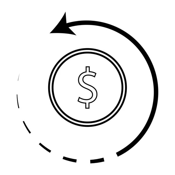Icono Devolución Dinero Con Moneda Garantía Devolución Dinero Dólar Moneda — Vector de stock