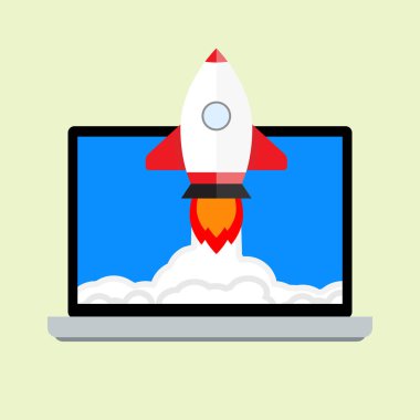 Başlangıç projesi başlatmak. Vektör işe başlamak, rocketship başlangıç sinek İllüstrasyonu