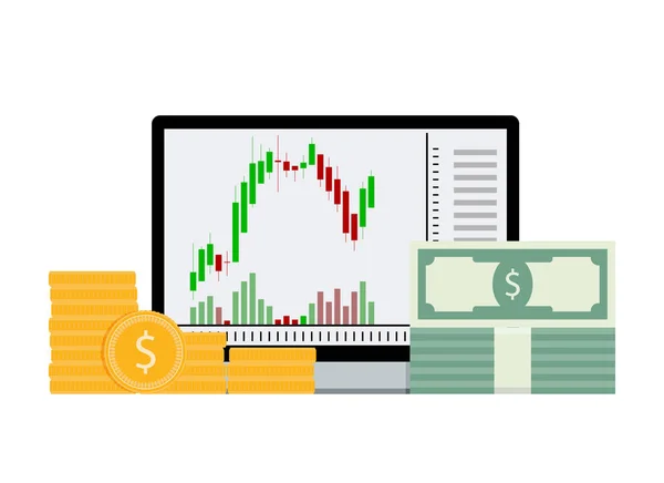 Finanzaustausch Finanzgrafik Und Geld Vektor Wechselwährung Illustration Von Unternehmensaktien — Stockvektor