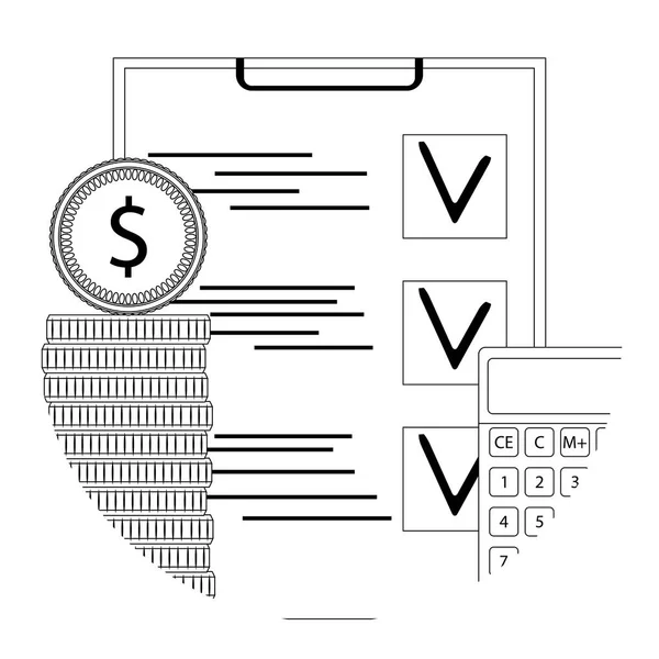 Icono Línea Auditoría Financiera Inspección Capital Lista Verificación Papeleo Ganancias — Vector de stock