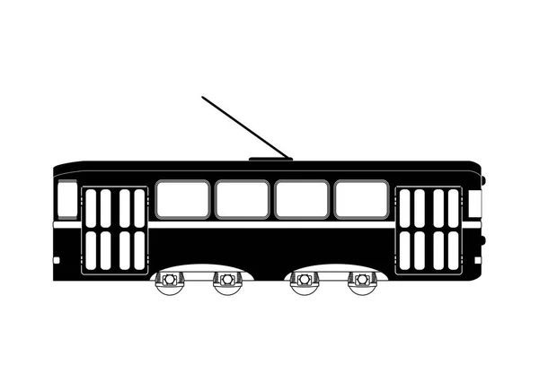 電車やトラム ブラック ホワイト ベクトル輸送乗客 鉄道旅行 鉄道輸送の図 — ストックベクタ