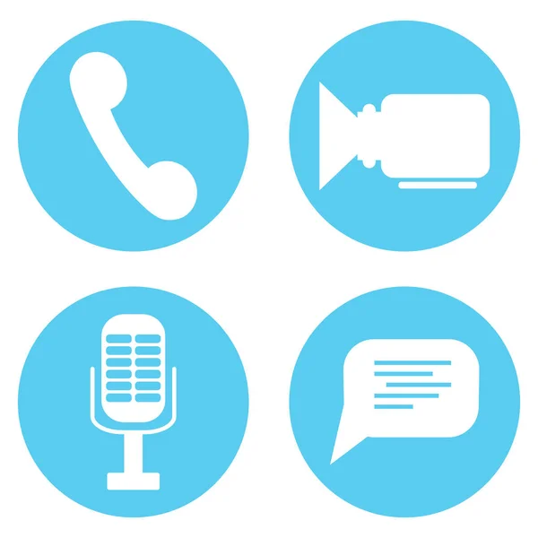 Icon Set Video Audio Mic Speech Bubble Phone Symbol Messenger — Stock Vector