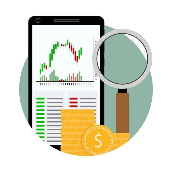Analýza Finanční Výměnu Grafiky Ikon Obchodování Burze Vektorové Ilustrace — Stockový vektor