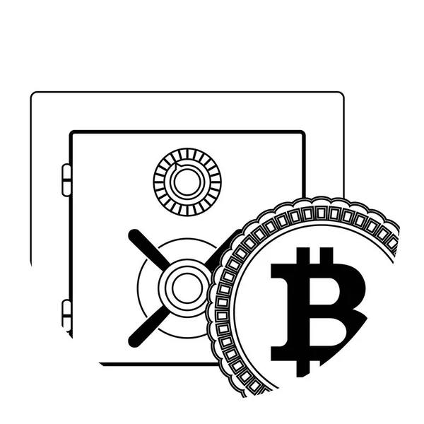 ストレージ暗号化コイン 銀行のお金および Bitcoin 電子金庫 ベクトル図 — ストックベクタ