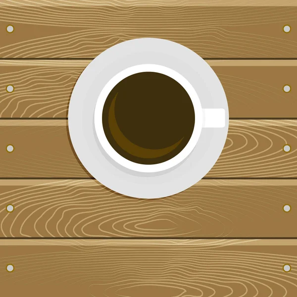 Una Taza Café Una Mesa Madera Afiche Descanso Café Tiempo — Vector de stock