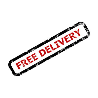 Ücretsiz teslimat metin üzerinde beyaz izole damgası. İş için ücretsiz teslimat garanti, ulaşım garanti. Vektör çizim