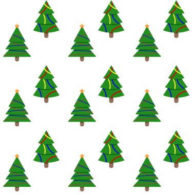 Yeni yıl ve Noel tatili için dikişsiz desen yaprak dökmeyen ağaç. Xmas ağacı renkli önemsiz şey ile firtree ve illüstrasyon vektör