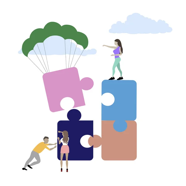 Ortaklık iş geliştirme kavramı. Ekip çalışması, Proje Yöneticisi ve başlangıç, iş kurma, ekibi. Vektör çizim