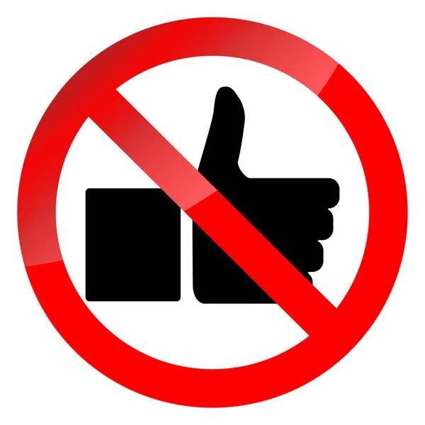 禁止社交网络符号 禁止像拇指 坏习惯和行为 禁止和禁止的警告 没有拇指 向量例证 — 图库矢量图片