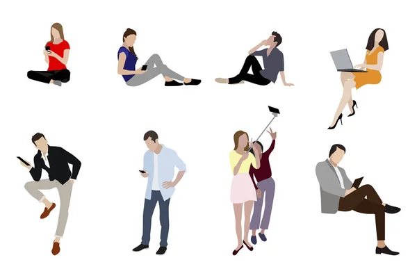 Personnes homme et femme avec gadgets smartphones — Image vectorielle