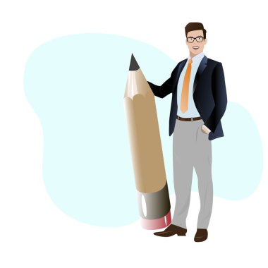 Businesman yaratıcı büyük kalem tutun