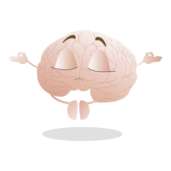 Maskot beyin meditasyon yapıyor. Sakin ve huzurlu hissedin