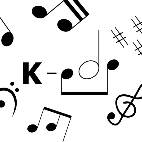 K-pop müzik tarzı. Müzik notaları ile basit sanat afişi — Stok Vektör