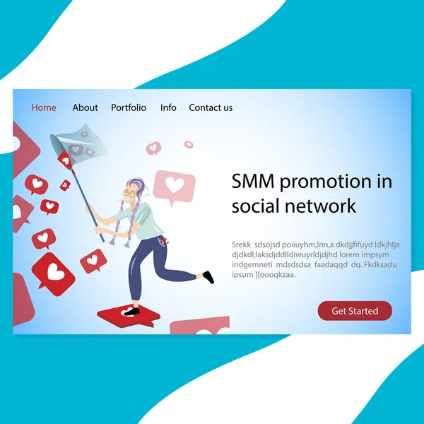 Sosyal ağ açılış sayfası şirket Smm promosyon — Stok Vektör