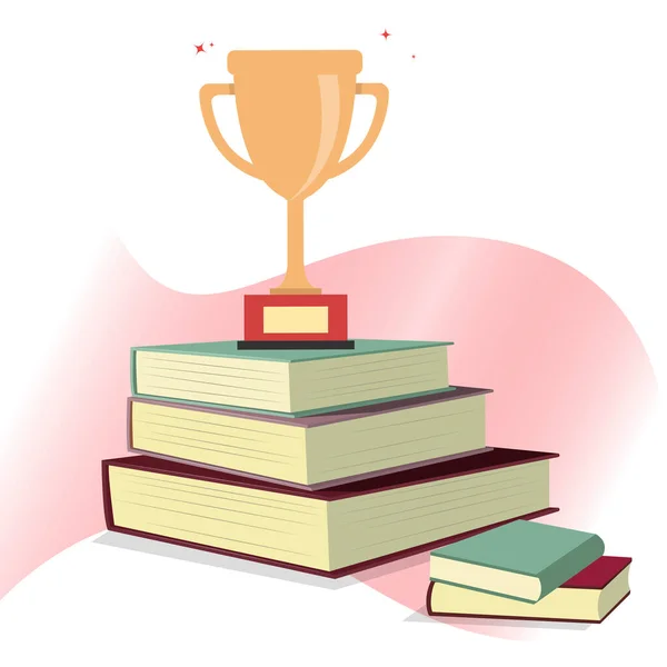 Altın Kupalı Istif Kitabı Entelektüel Başarı Başarı Eğitimini Tamamla Ödül — Stok Vektör