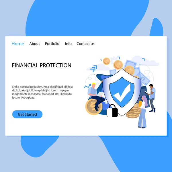 Página Destino Departamento Proteção Financeira Garantia Negócios Seguro Proteger Dinheiro — Vetor de Stock