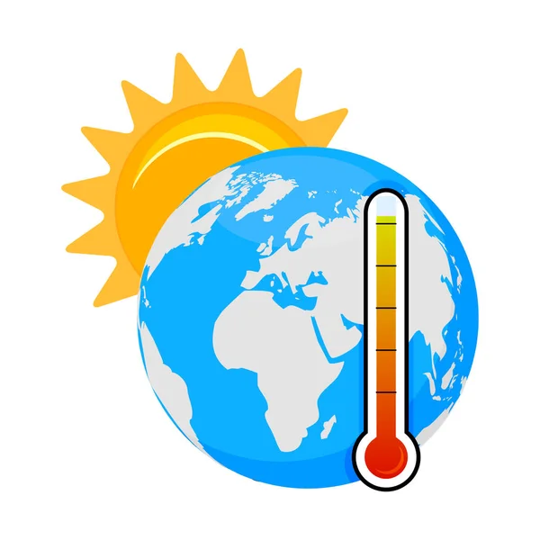 地球温暖化問題 地球の高温 ベクトルの世界的な気候変動 地球の夏 太陽の暖かい暑い天気図 — ストックベクタ