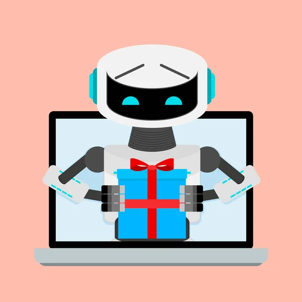 Regalo Línea Robot Web Dar Regalo Regalo Cliente Descuento Especial — Archivo Imágenes Vectoriales