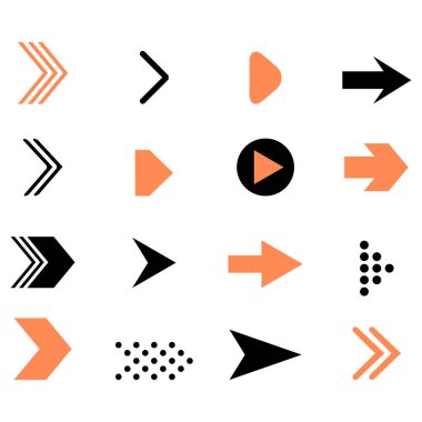 Ok toplama yönü, işaretçi. Ok imleci vektör kümesi, yarım yamalak biçim yönelimi illüstrasyonu