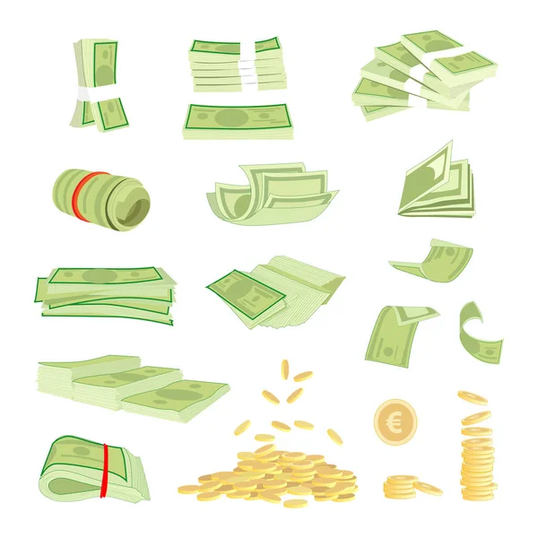 Money Cash Banknotes Currency Vector Illustration Various Money Bills Dollar — Stock Vector