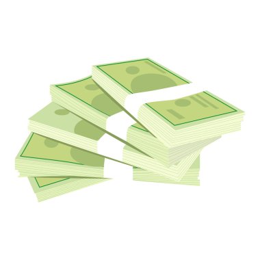 Bir tomar para. İzole nakit para, finansal deste para, vektör tasarruf banknotları, çizim yığını kâr ve ödeme kağıdı nakit. 100 dolar, maaş veya ikramiye kârı, vergi parası