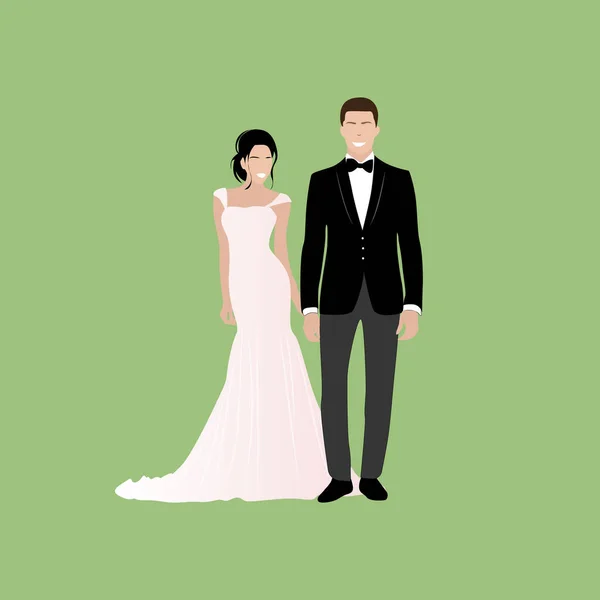 Çift evleniyor, mutlu gelin ve damat. Aşk mutlu düğün, çift kadın ve kadın evlilik illüstrasyonu