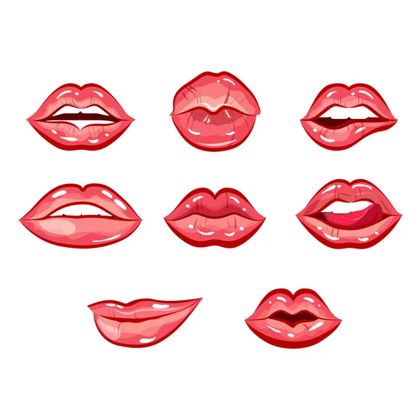 Σέξι Και Σαγηνευτικά Γυναικεία Χείλη Διάνυσμα Στόμα Κραγιόν Εικονογράφηση Μακιγιάζ — Διανυσματικό Αρχείο