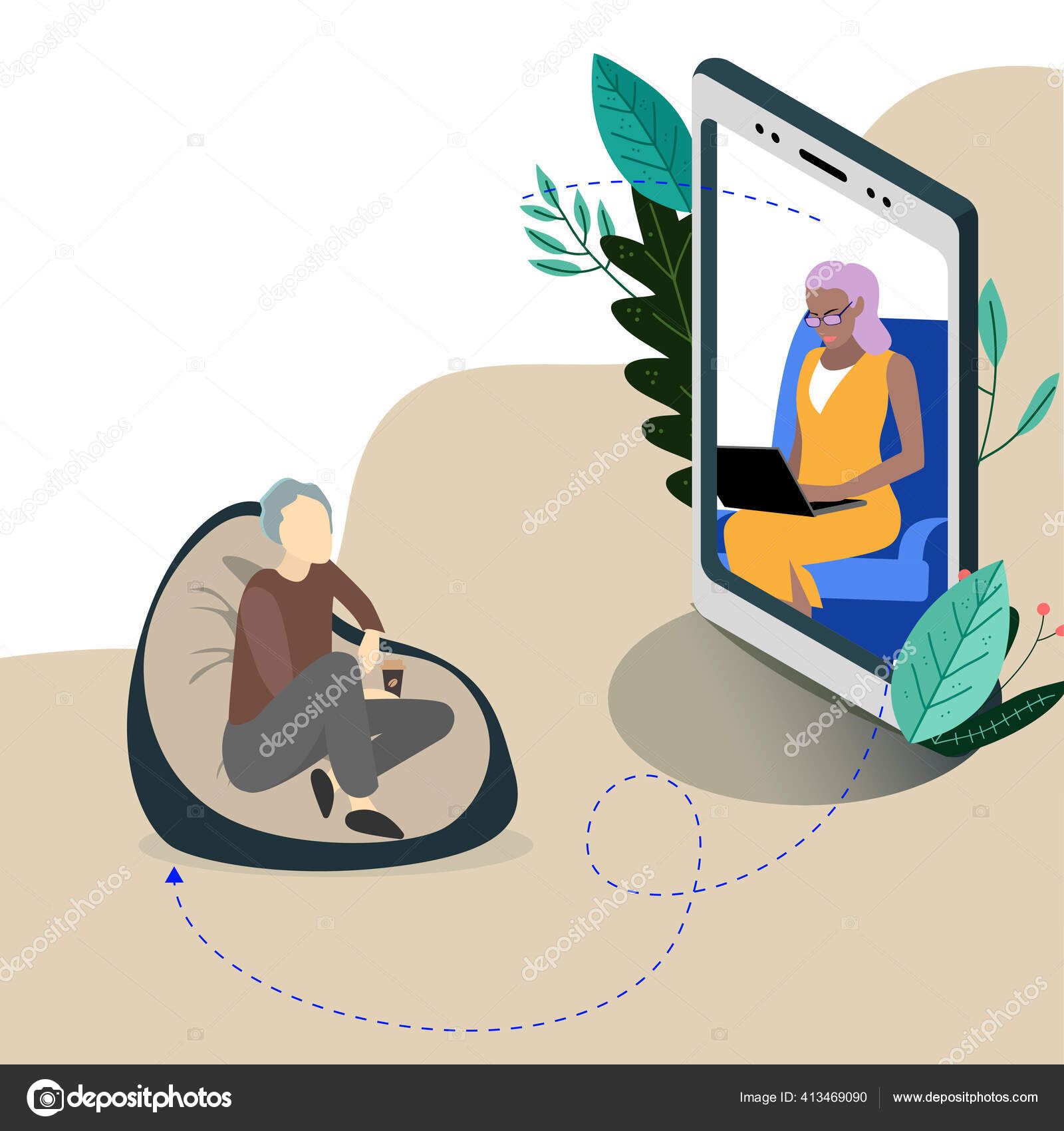 Online Psychologist Assistant Service Vector Support Therapy