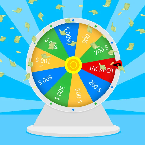 Vyhraj Jackpot Kole Lucky Game Gambling Výhra Ruletě Kasino Jackpot — Stockový vektor