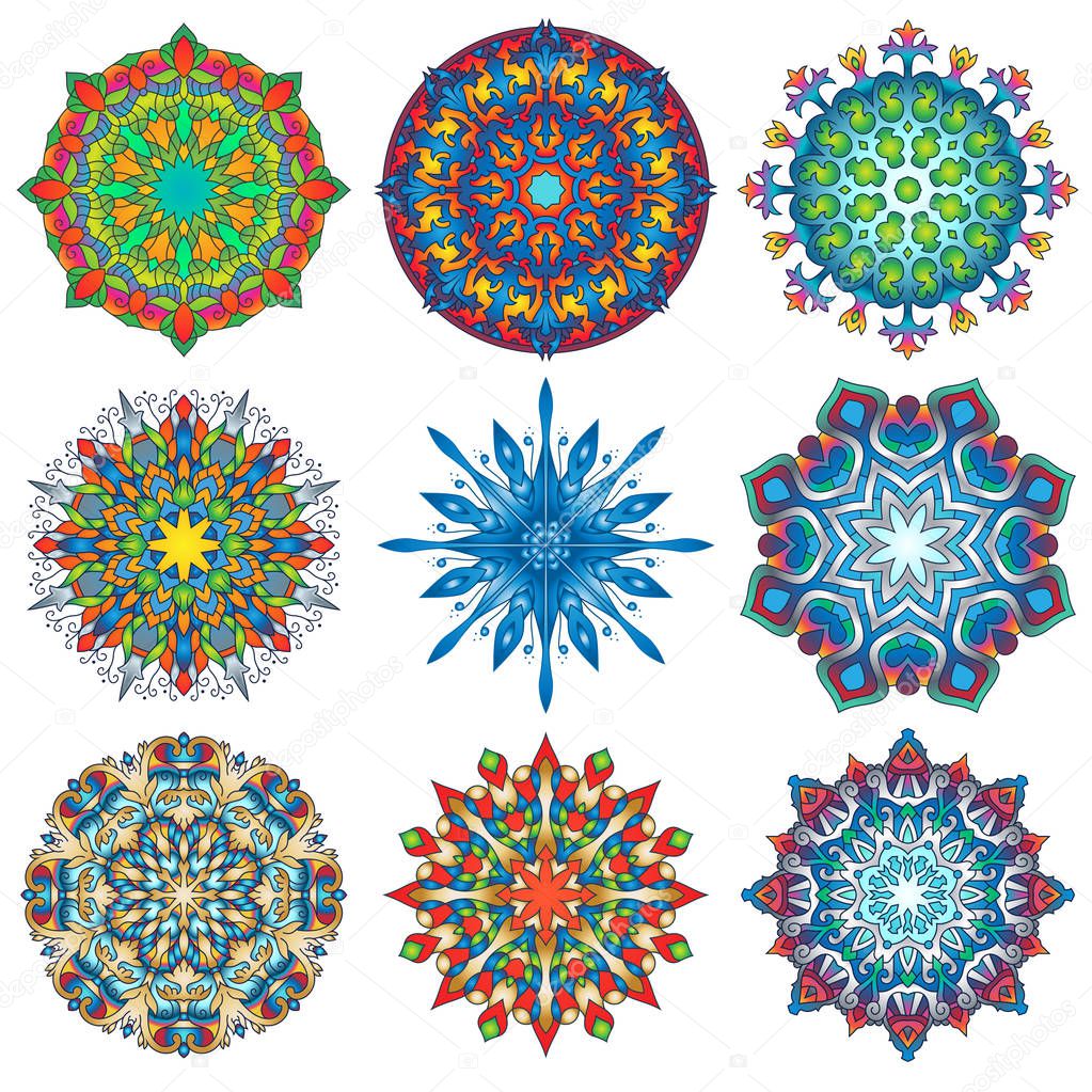 Colorful Mandala Ornament Design Set 6