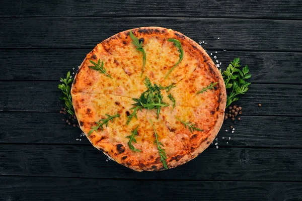 Formaggi Alla Pizza Mozzarella Parmigiano Vista Dall Alto Uno Sfondo — Foto Stock
