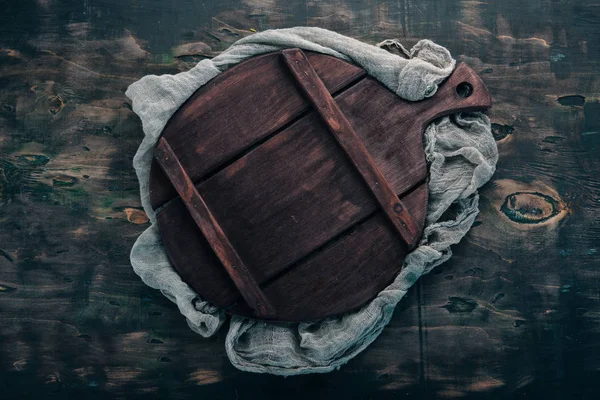 Old Kitchen Board Wooden Background Top View Free Space Your — Stock Photo, Image