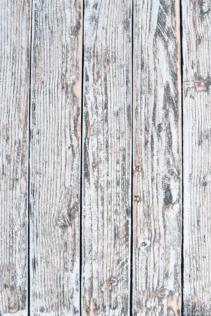 Old vintage wooden white background. Top view. Free space for your text.