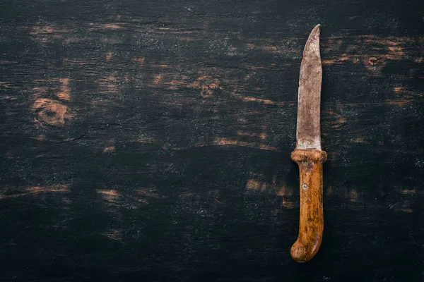 Alte Messer Küchenutensilien Freiraum Für Text Ansicht Von Oben — Stockfoto